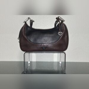 Brighton Elegant Black and Brown Leather Women's Bag Classic Hanging Charm